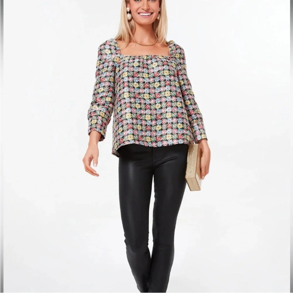 NWT Tuckernuck Punchy Jacquard Pink Emilie Blouse